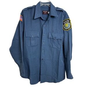 Vintage Code 9 Blue Shirt Uniform Mens 17-34 Army Guard Tactical Patch USA E29